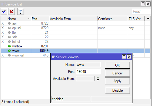 Change Port Protokol