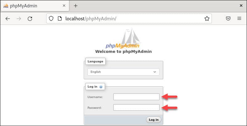 Login Page phpMyAdmin