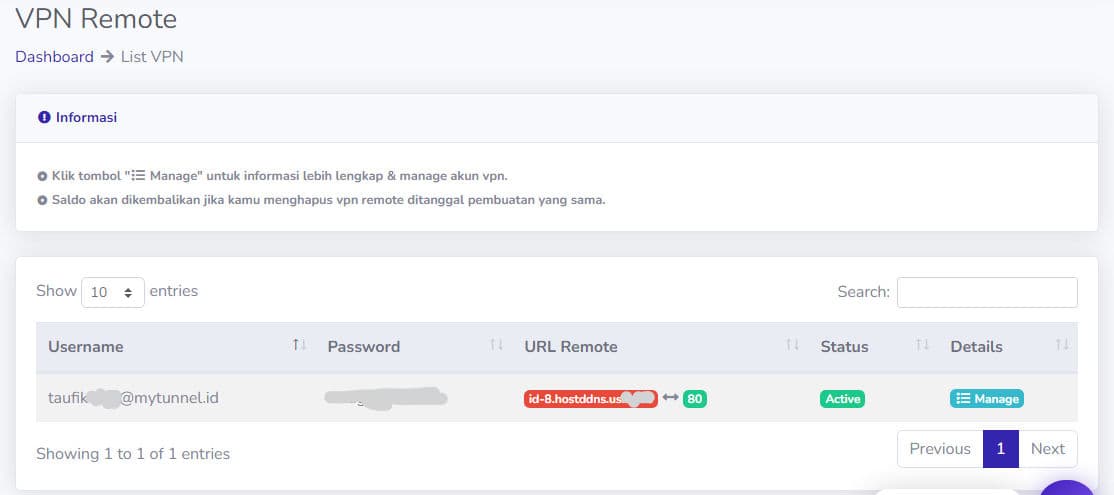 Detail Akun VPN