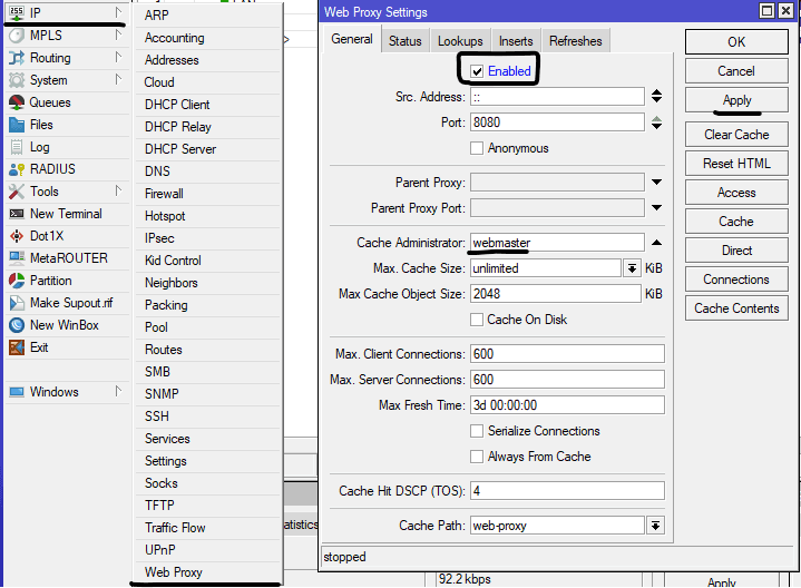 Enable Web Proxy