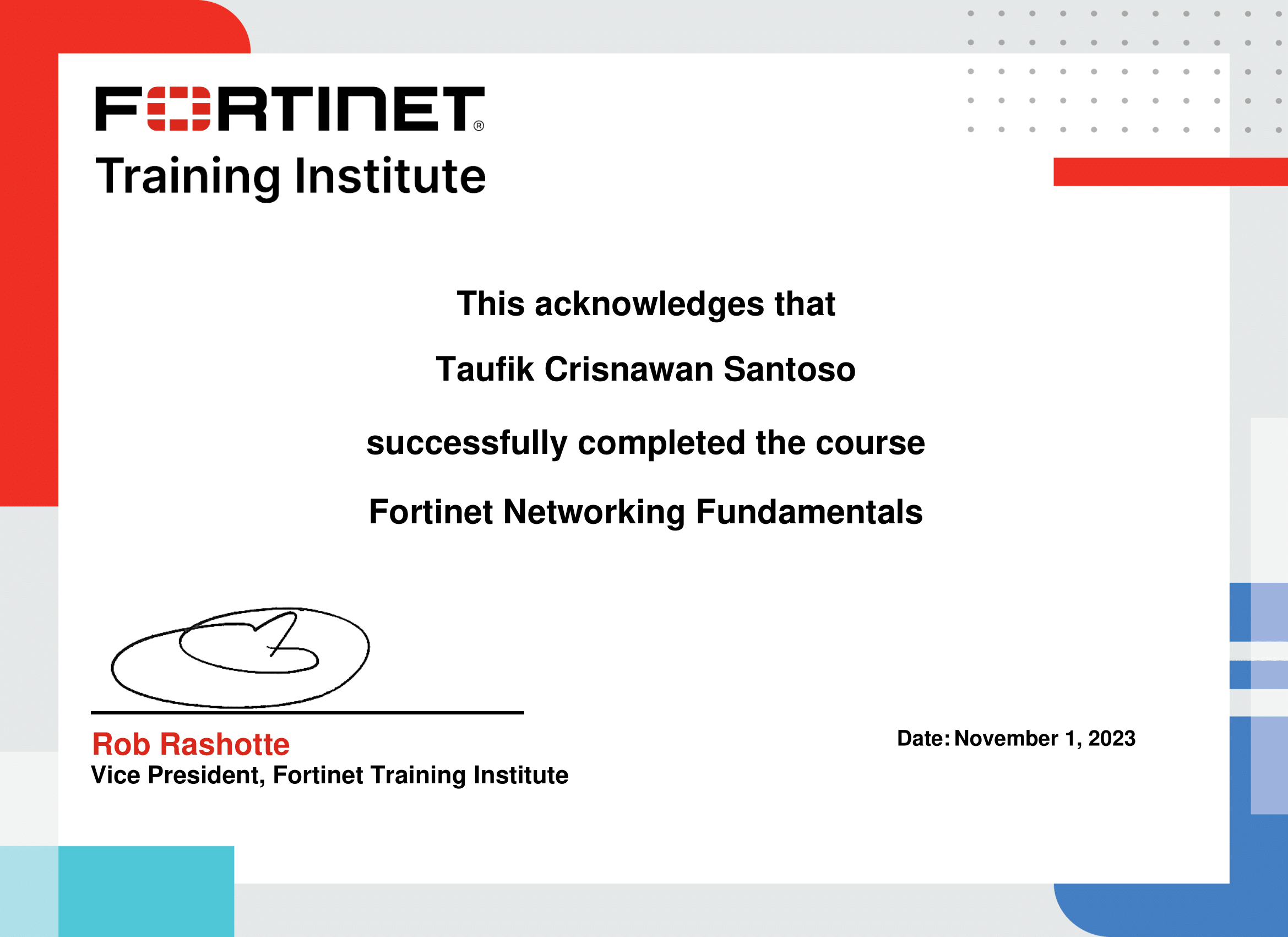 Fortinet Networking Fundamentals - Fortinet certificate
