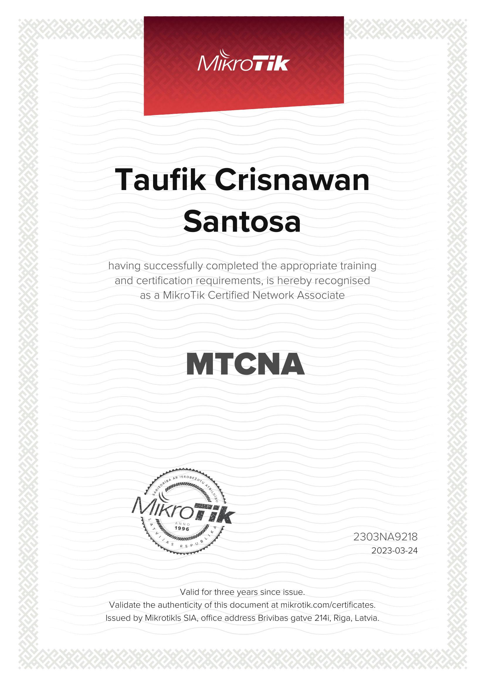 MikroTik Certified Network Associate (MTCNA) - Mikrotik certificate